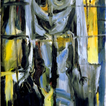 Painting titled "Minsk" by Régine Gauthey, Original Artwork, Oil Mounted on Wood Stretcher frame