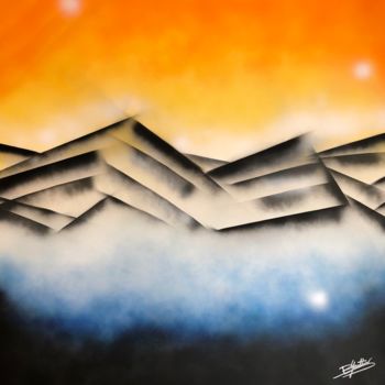 Painting titled "Black Mountain" by Gauthier Blancard, Original Artwork, Spray paint