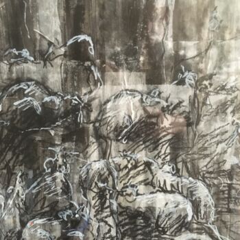 Pittura intitolato "Ville de rats" da Gauthier Joyeux, Opera d'arte originale, Inchiostro