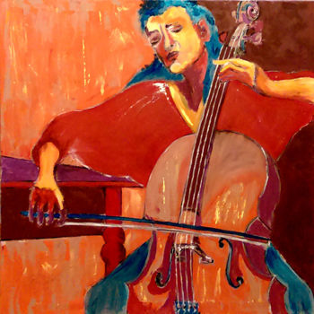 Pittura intitolato "La violocelliste" da Isabelle Gauvin, Opera d'arte originale, Acrilico
