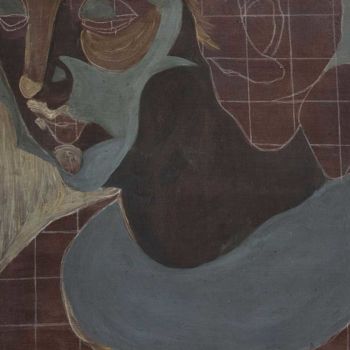 Schilderij getiteld "La femme en bleu n°1" door Isabelle Gauvin, Origineel Kunstwerk, Acryl