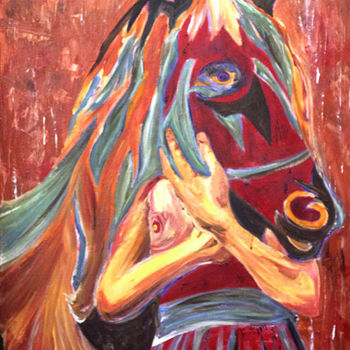 Painting titled "Le cheval" by Isabelle Gauvin, Original Artwork, Acrylic