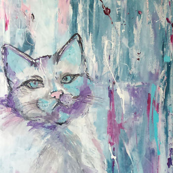 Peinture intitulée "Le chat" par Isabelle Gauvin, Œuvre d'art originale, Acrylique