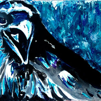 Pittura intitolato "Le corbeau" da Isabelle Gauvin, Opera d'arte originale, Acrilico