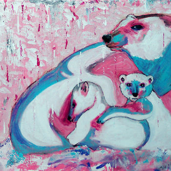 Pittura intitolato "L'ours" da Isabelle Gauvin, Opera d'arte originale, Acrilico