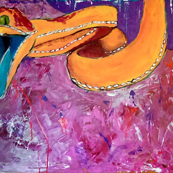 Painting titled "Le serpent" by Isabelle Gauvin, Original Artwork, Acrylic