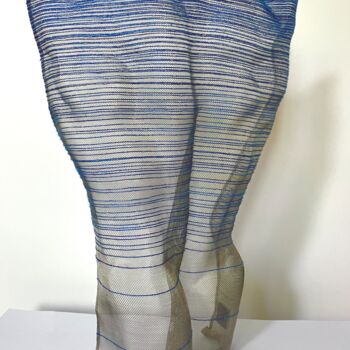 Sculpture titled "Blue Lines" by Gavin Tu, Original Artwork, Embroidery