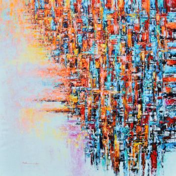 Картина под названием "The Big Crowd" - Ahmed Mande, Подлинное произведение искусства, Акрил Установлен на Деревянная рама д…