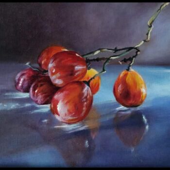 Schilderij getiteld ""Red Grapes"" door Gayathri Seshadri, Origineel Kunstwerk, Olie