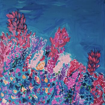 Painting titled "Coral - corail" by Gazkob, Original Artwork, Acrylic Mounted on Wood Stretcher frame
