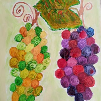 Peinture intitulée "Grapes/ Raisin" par Gazkob, Œuvre d'art originale, Acrylique