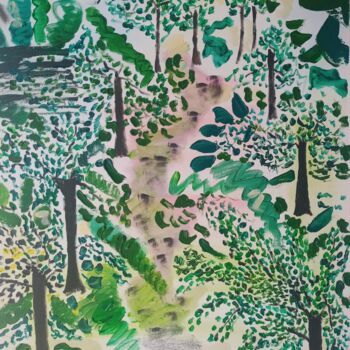 Painting titled "Asian forest/ Forêt…" by Gazkob, Original Artwork, Acrylic