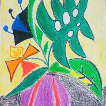 Desenho intitulada "A floral touch" por Gazkob, Obras de arte originais, Cera