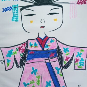 Desenho intitulada "Lovely japanese" por Gazkob, Obras de arte originais, Marcador