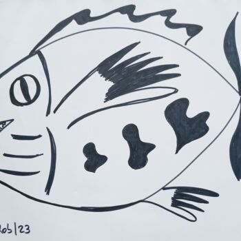 Drawing titled "Fresh fish" by Gazkob, Original Artwork, Marker