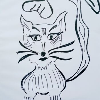 Dessin intitulée "Miss cat/ Miss gata" par Gazkob, Œuvre d'art originale, Marqueur