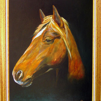 Painting titled "Espiègle" by Georges Sittler, Original Artwork, Oil Mounted on Wood Stretcher frame