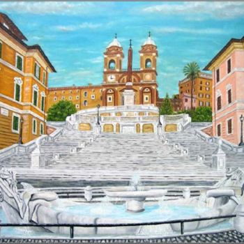 Pittura intitolato "Piazza di Spagna 13…" da Gbellucci, Opera d'arte originale