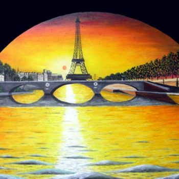 Pittura intitolato "Parigi al Tramonto…" da Gbellucci, Opera d'arte originale