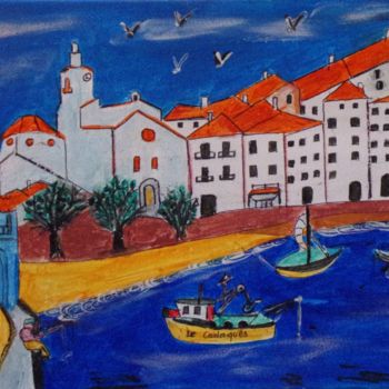 Painting titled "Cadaques Ville de D…" by Jojo 66, Original Artwork, Acrylic