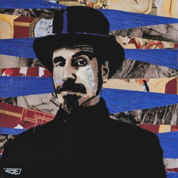 Malerei mit dem Titel "Serj Tankian (Syste…" von G. Carta, Original-Kunstwerk, Acryl Auf Holzplatte montiert