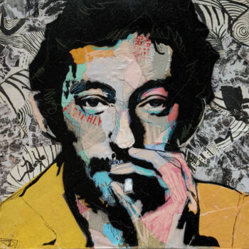 Painting titled "Serge Gainsbourg fo…" by G. Carta, Original Artwork, Acrylic Mounted on Cardboard