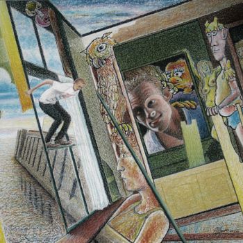 Dessin intitulée "Etched through life…" par Gerrit Cnossen, Œuvre d'art originale, Pastel Monté sur Carton