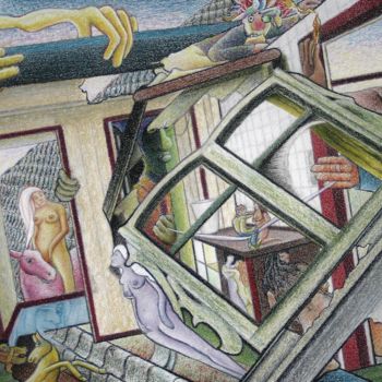 Zeichnungen mit dem Titel "The Divine Conscien…" von Gerrit Cnossen, Original-Kunstwerk, Pastell Auf Karton montiert