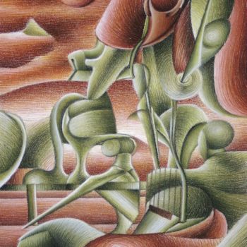 Рисунок под названием "Landscape of the 9…" - Gerrit Cnossen, Подлинное произведение искусства, Пастель Установлен на картон