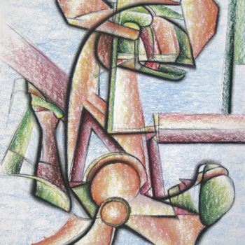 Drawing titled "Constructo Saurian…" by Gerrit Cnossen, Original Artwork, Pastel Mounted on Cardboard