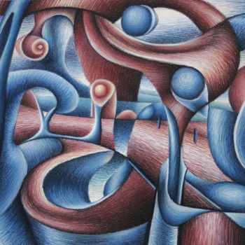 Рисунок под названием "Swelling, accelerat…" - Gerrit Cnossen, Подлинное произведение искусства, Пастель Установлен на картон