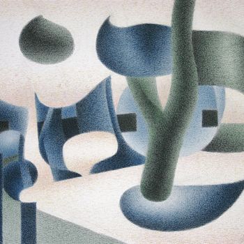 Рисунок под названием "Philosophical walki…" - Gerrit Cnossen, Подлинное произведение искусства, Пастель Установлен на картон