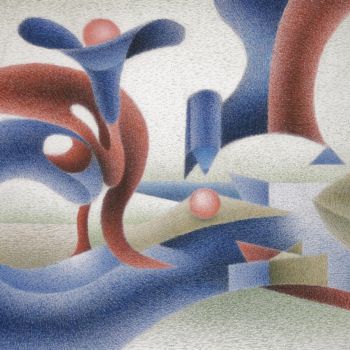 「The amorous organic…」というタイトルの描画 Gerrit Cnossenによって, オリジナルのアートワーク, パステル 段ボールにマウント