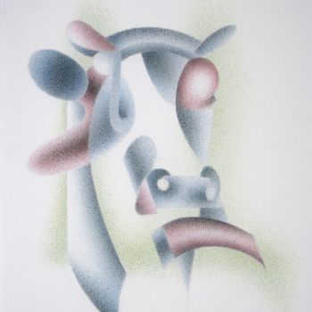 Tekening getiteld "The bull (Taurus)…" door Gerrit Cnossen, Origineel Kunstwerk, Pastel Gemonteerd op Karton