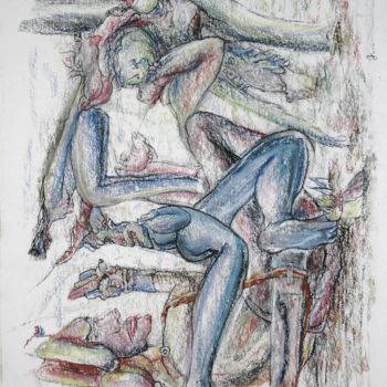 Disegno intitolato "The lovers (On left…" da Gerrit Cnossen, Opera d'arte originale, Pastello Montato su Cartone