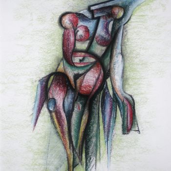 Drawing titled "'Bending over under…" by Gerrit Cnossen, Original Artwork, Pastel Mounted on Cardboard