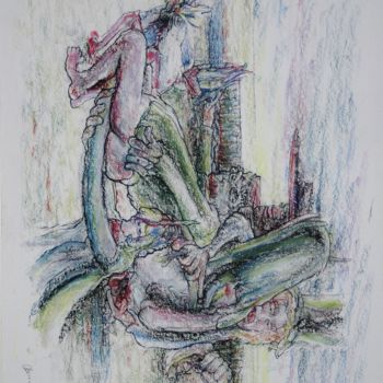 Tekening getiteld "If you let yourself…" door Gerrit Cnossen, Origineel Kunstwerk, Pastel Gemonteerd op Karton