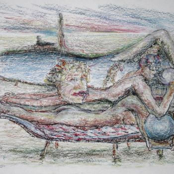 Drawing titled "The divan-like roma…" by Gerrit Cnossen, Original Artwork, Charcoal Mounted on Cardboard