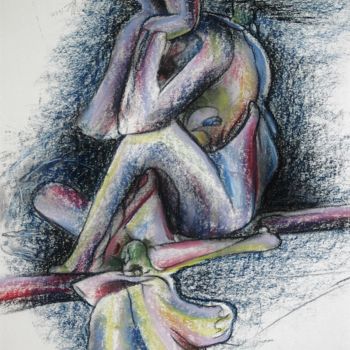 Drawing titled "Young modest .. (Up…" by Gerrit Cnossen, Original Artwork, Pastel Mounted on Cardboard