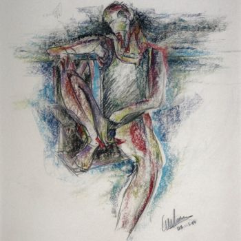 Рисунок под названием "Phoenix 2 (upside d…" - Gerrit Cnossen, Подлинное произведение искусства, Пастель Установлен на картон