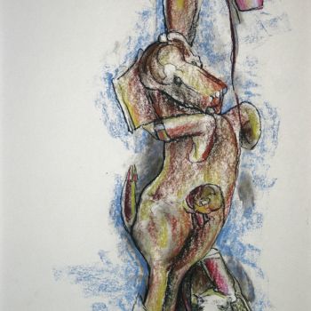 Disegno intitolato "The Prancing Life." da Gerrit Cnossen, Opera d'arte originale, Pastello Montato su Cartone