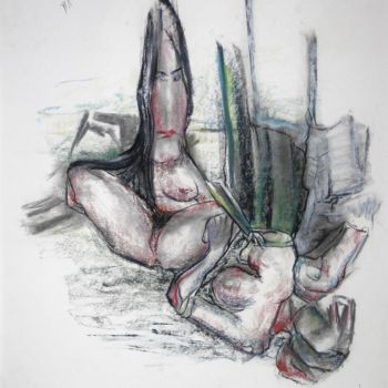 Drawing titled "There the raised ca…" by Gerrit Cnossen, Original Artwork, Pastel Mounted on Cardboard