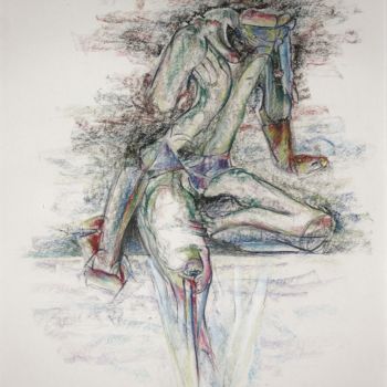 Dessin intitulée "God fearing (Upside…" par Gerrit Cnossen, Œuvre d'art originale, Pastel Monté sur Carton