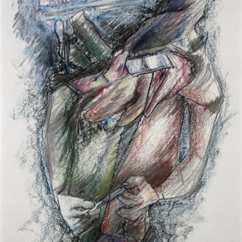 Tekening getiteld "The careful assessm…" door Gerrit Cnossen, Origineel Kunstwerk, Pastel Gemonteerd op Karton