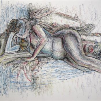 Σχέδιο με τίτλο "It joined together…" από Gerrit Cnossen, Αυθεντικά έργα τέχνης, Παστέλ Τοποθετήθηκε στο Χαρτόνι