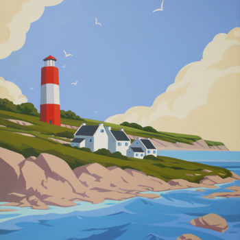 Картина под названием "Presqu'île" - Greg, Подлинное произведение искусства, Масло Установлен на Деревянная рама для носилок