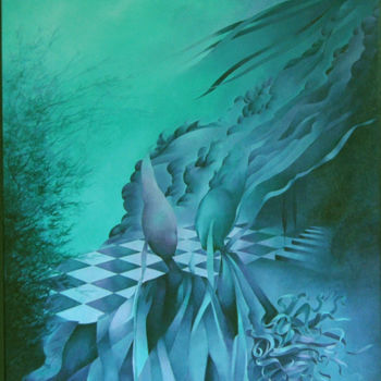 Painting titled "fantaisie-verte" by Gisiane Desabliaux, Original Artwork, Oil