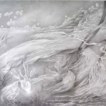 Drawing titled "onde" by Gisiane Desabliaux, Original Artwork, Pencil
