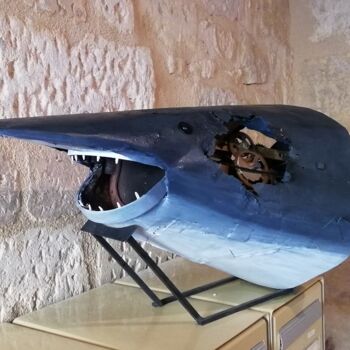 Sculpture intitulée "Requin mécanique" par Georges André, Œuvre d'art originale, Métaux