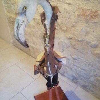Sculpture intitulée "le flamant galant" par Georges André, Œuvre d'art originale, Métaux